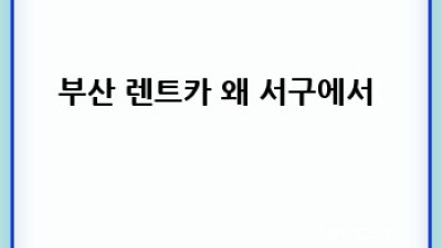 부산 서구 렌트카 여행 🚗💨 생생 후기 & 꿀팁 대방출!